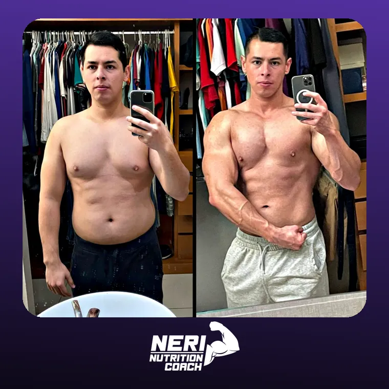 Antes y después de un paciente de Neri Nutrition Coach