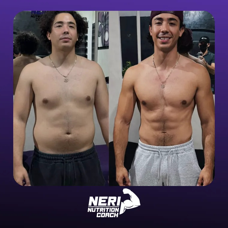 Antes y después de un paciente de Neri Nutrition Coach