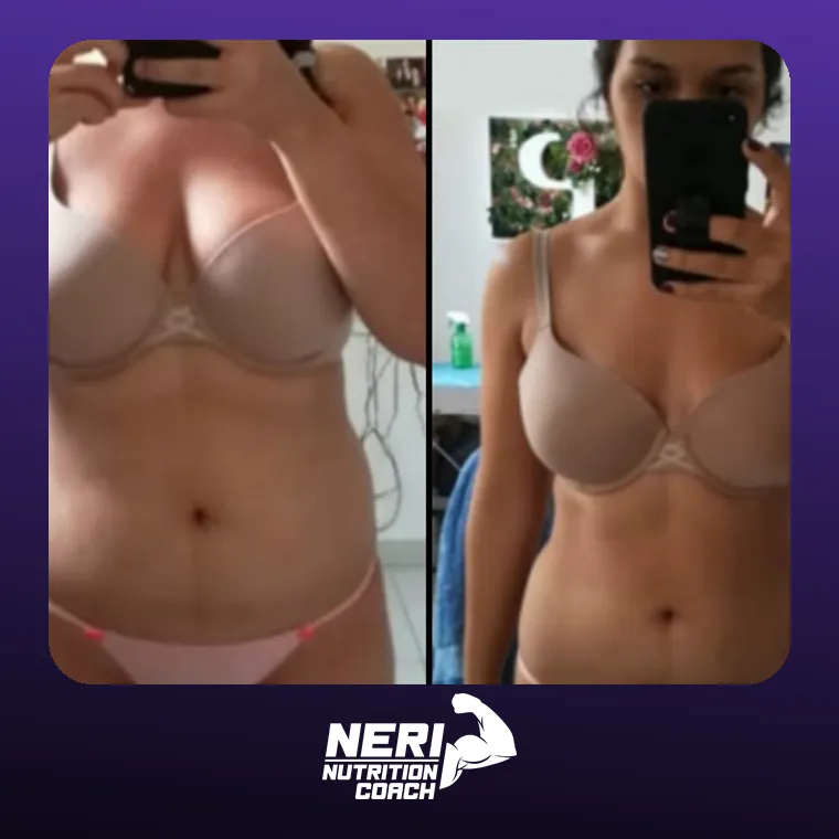 Antes y después de una paciente de Neri Nutrition Coach