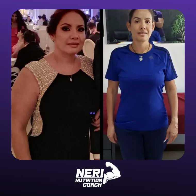 Antes y después de una paciente de Neri Nutrition Coach