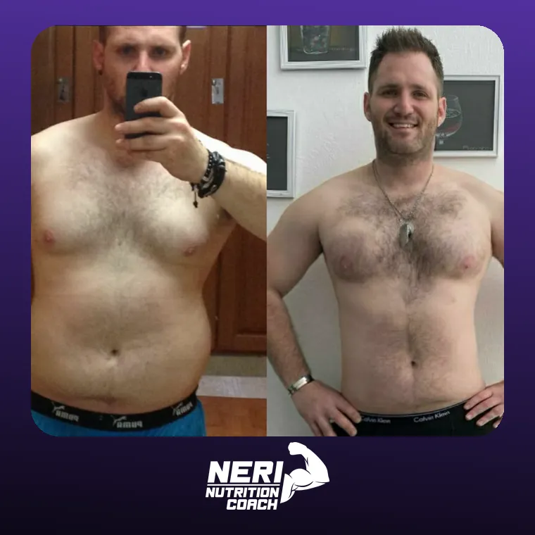 Antes y después de un paciente de Neri Nutrition Coach
