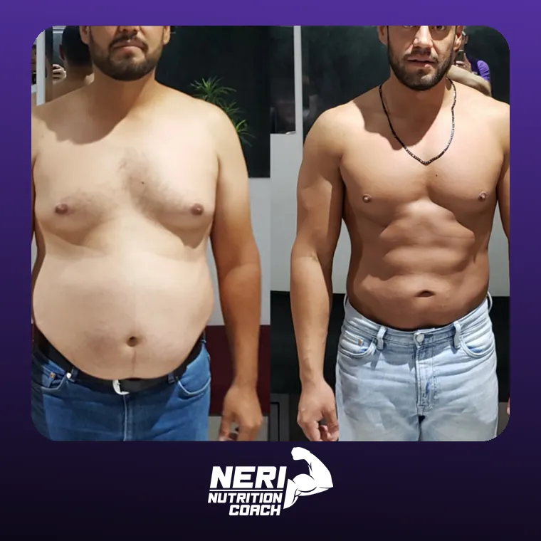 Antes y después de un paciente de Neri Nutrition Coach