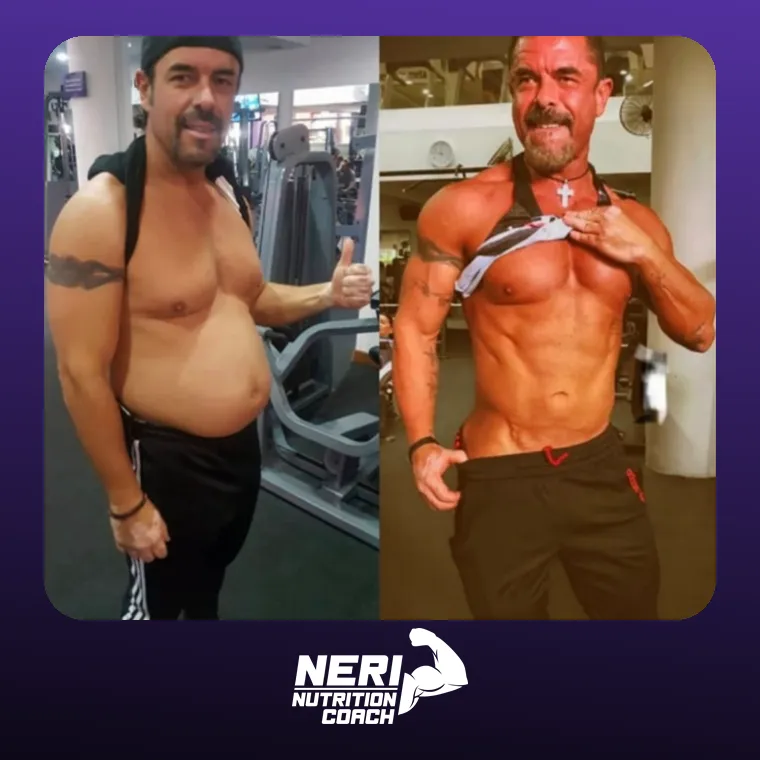 Antes y después de un paciente de Neri Nutrition Coach